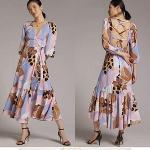 Anthropologie Bloom Wrap Midi Dress